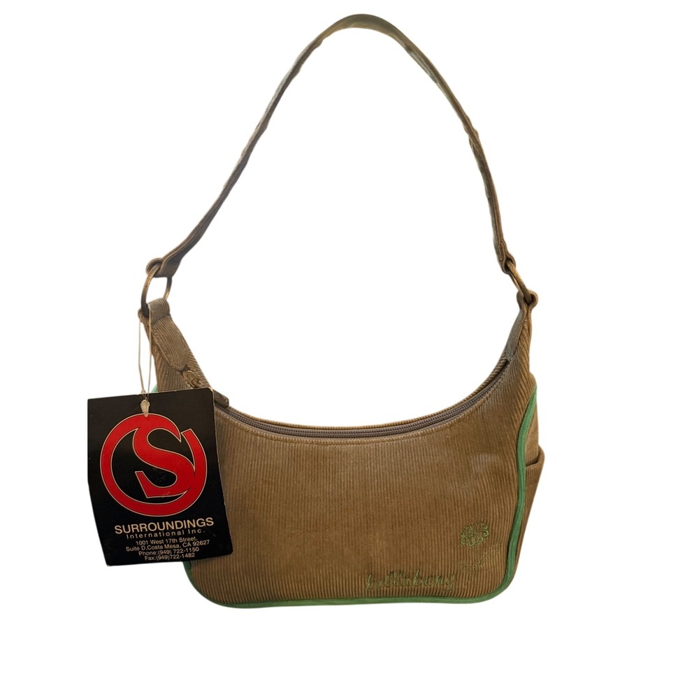 Vintage '04 Billabong Corduroy Mini Shoulder Bag Gray Aqua Y2K Sample RARE Retro